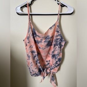 Pick and blue sheer tank top